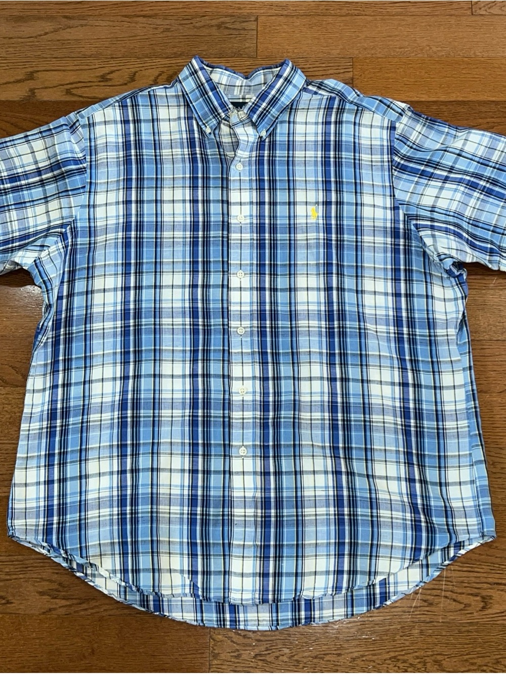 Ralph Lauren Men Classic Fit Linen Button Down Shirt Sz XL Blue Stripe Preppy